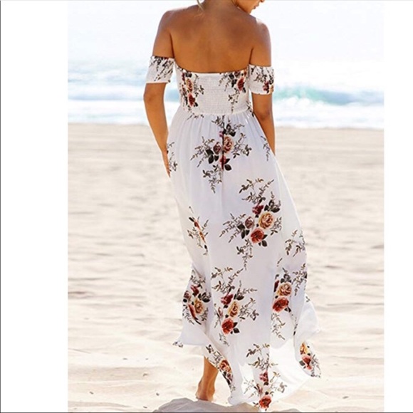 New! Flirty, floral, long, white maxi dress - Picture 3 of 5